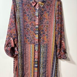 Fig and Flower Multicolor Floral Striped Top